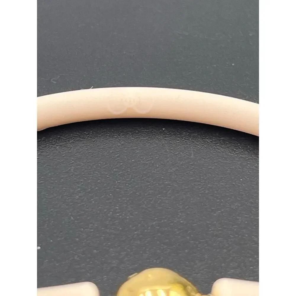 Gresham Florence Off White Silicone Water Resistant‎ Hammered Gold Ball Bracelet